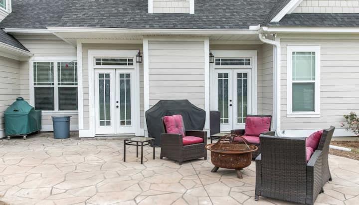 Elevate Your Outdoor Living Space with Stunning Stamped Concrete Patio in Arlington, TX - Choose from a Variety of Creative Patterns and Colors to Achieve a Unique and Eye-Catching Look for Your Patio with Long-Lasting Durability and Low-Maintenance.